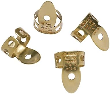 D'Addario National Finger Picks for Acoustic Guitar - Banjo Picks - Steel Guitar Picks - Metal Finger Picks - Fingers Only - Medium - Brass - 4 Picks