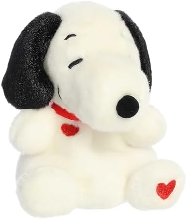 Aurora® Timeless Peanuts® Palm Pals™ Snoopy Hearts Stuffed Animal - Classic Characters - Lasting Memories - White 5 Inches
