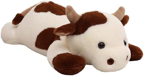 25.6 inch 5 lbs Cow Weighted Stuffed Animals, Large Weighted Plush Animal, Cute Plush Toy Pillow, Soft Kawaii Plushie Gifts for Adults, Kids, Boys and Girls(Off-White)
