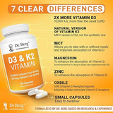 Dr. Berg D3 K2 Vitamin 5000 IU w/MCT Oil - Includes 50 mcg MK7 Vitamin K2, Purified Bile Salts, Zinc & Magnesium for Ultimate Absorption - Supplement - 60 Capsules