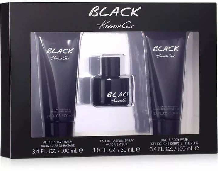 KENNETH COLE 3pc BLACK EDP 1 oz Spray Body Wash AFTERSHAVE 3.4 oz Ea Men
