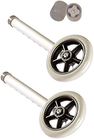 5" Walker Wheels Replacement Kit, Universal Replacement Wheel Kit for Walkers with Pair of Walker Ski Glides, 5 Inch Wheels by Healthline Trading