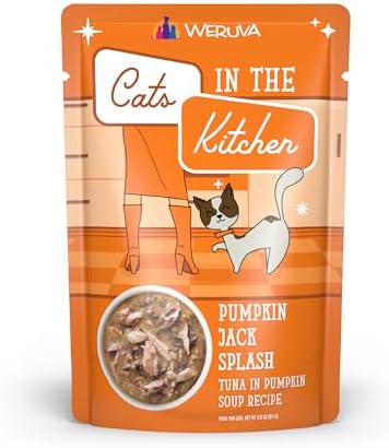 Weruva Cats in The Kitchen, Pumpkin Jack Splash with Tuna in Pumpkin Soup Cat Food, 3oz Pouch (Pack of 12)