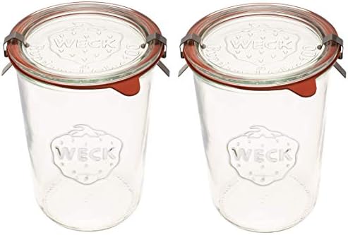 Weck Canning Jars 743 - Mold Jars made of Transparent Glass - Eco-Friendly - Storage for Food, Yogurt with Air Tight Seal and Lid - 3/4 Liter Tall Jars Set - Set of (2 Jars)