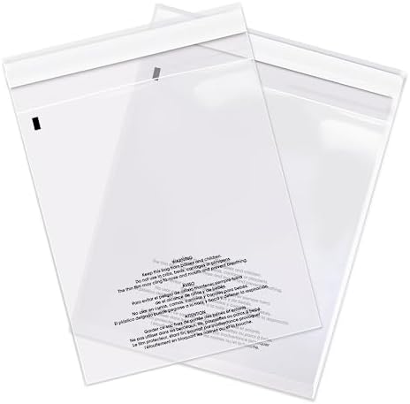 Spartan Industrial - 5” X 7” (1000 Count) Self Seal Clear Poly Bags with Suffocation Warning for Packaging, T Shirts & - Permanent Adhesive