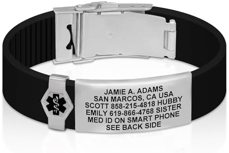 Divoti Custom Engraved Medical Alert ID Bracelet – Dual-Sided Laser Etching, Silicone Wristband, Stainless Steel Security Clasp – Adjustable & Trim-to-Fit – Emergency Medical Info Band for Men & Women