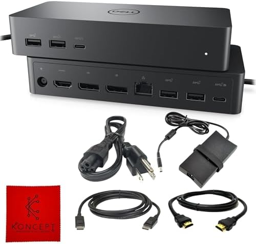 Dell UD22 USB-C Docking Station - Universal Dell Dock Station Dual Monitor with 130 - HDMI + Display Port + USB Type-C Cable - Supports 4K Displays