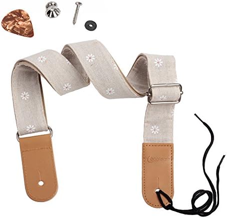 HOT SEAL Linen Style Adjustable Genuine Uke Leather Metal Hook Ukulele Strap Strong Back Straps
