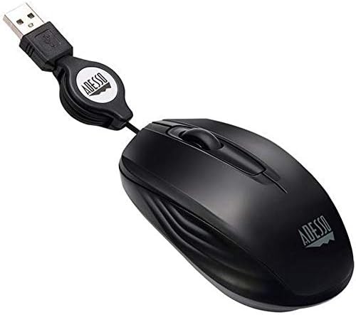 Adesso iMouse S5 Mini Mouse with Retractable USB Cable Wire, 3 Button Design, and 1000 DPI Sensitivity