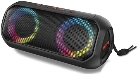 Ion Audio Uber Boom - Water resistant Portable Bluetooth Speaker with Party Lights, Built-in Microphone and Stereo-Link (Renewed)