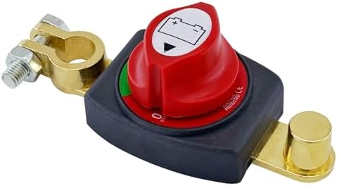 Ampper Top Post Battery Disconnect Switch, 12-48 V Battery Power Cut Master Switch Disconnect Isolator for Car, Vehicle, RV and Boat (Negative, On/Off)