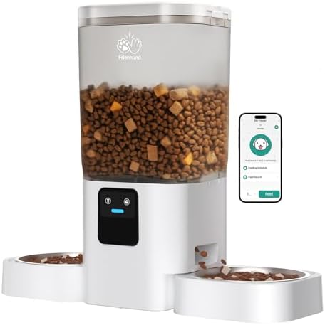 Automatic Cat Feeder with Slow Feed for 2 Cats: 5G WiFi Automatic Dog Feeder with 7L Large Pet Food Storage Container, Cat Food Dispenser with Alexa for Multiple Pets,Detachable for Easy Clean -29 Cup