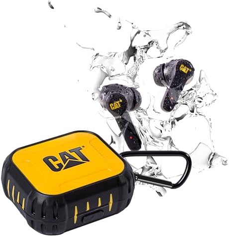 CAT Bluetooth Noise CANCELING Ear Buds- Rugged Wireless Earbuds for Tough Jobs - Dust Proof, Shock Proof, Water Resistant Earbuds for Working Out - Bluetooth Headphones Compatible with Apple, Android