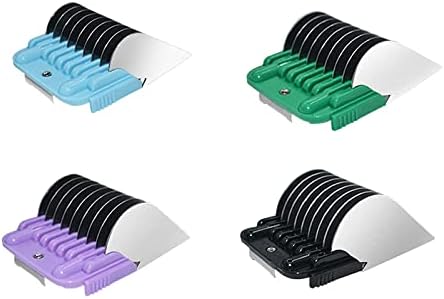 Professional Animal Stainless Steel 4 Color Guide Comb Set for 10#/15#/30#Detachable Blade,Compatible with Andis, Oster A5, Wahl KM Series Guards Clipper(Cutting Length 19mm-32mm)