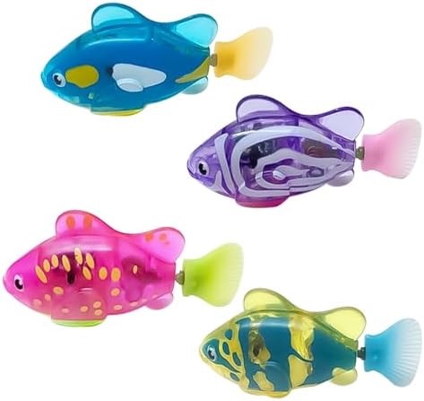 Pack of 4 Electronic Engaging Pet Toy Fish, Electric Fish Toy, Waterproof LED Light Electronic Fish, Speeding up and Slowing Down Sway in Water, Twist Tail in a Lifelike Manner(4PC)