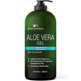 Aloe vera Gel - from 100% Pure Organic Aloe Infused with EGF, Stem Cell, Rosemary Oil - Natural Raw Moisturizer for Face, Body, Hair. Perfect for Sunburn, Acne, Razor Bumps 16.9 fl oz