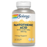 SOLARAY Pantothenic Acid 500mg - Vitamin B 5 - B Vitamin for Coenzyme-A Production, Energy Metabolism, Digestive Health, Hair Health, Skin and Nails Support - Vegan, 60-Day Guarantee - 250 VegCaps