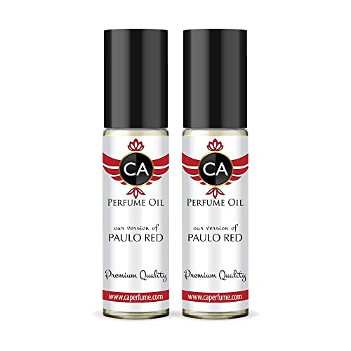 CA Perfume Impression of R. Lauren Paulo Red For Men Replica Fragrance Body Oil Dupes Alcohol-Free Essential Aromatherapy Sample Travel Size Concentrated Long Lasting Attar Roll-On 0.3 Fl Oz-X2