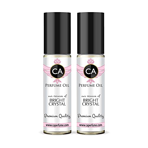 CA Perfume Impression of Bright Crystal For Women Replica Fragrance Body Oil Dupes Alcohol-Free Essential Aromatherapy Sample Travel Size Concentrated Long Lasting Attar Roll-On 0.3 Fl Oz-X2