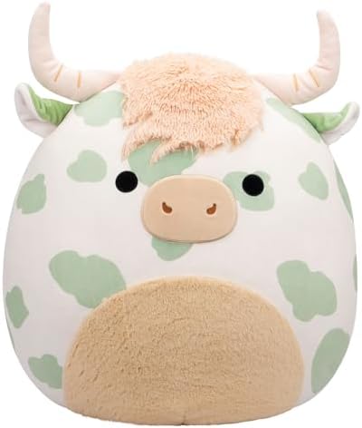 Squishmallows Original 20-Inch Celestino Sage Green Spotted Highland Cow - Official Jazwares Plush (Jumbo)