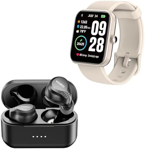 TOZO NC7 Wireless Earbuds S2 44mm Smart Watch Champagne