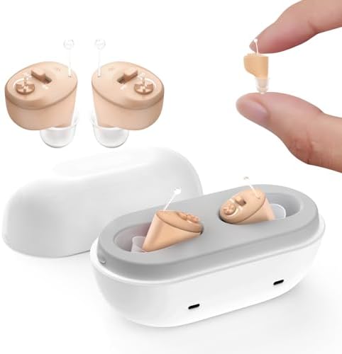 Hearing Aids Not Amplifier for Seniors Rechargeable, OTC In-the-Ear Hearing Aid, Hearing Aides for Adults Men Women Hearing Loss, Invisible Hearing Ear Buds Earbuds, Elderly Gifts