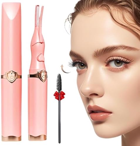 Heated Eyelash Curler - Fast Heat up in 8s - 3 Heat Modes with USB Rechargeable - Electric Eyelash Curler - Natural Curling 24 Hours Long Lasting - Anti-Burn Eyelid, Light Pink