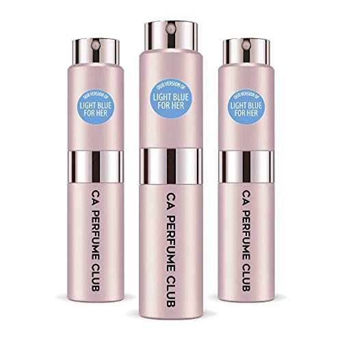 CA Perfume Impression of Light Blue For Women Replica Version Fragrance Dupes Concentrated Long Lasting Eau de Parfum Spray Refillable Atomizer Bottle 0.27 Fl Oz-X3