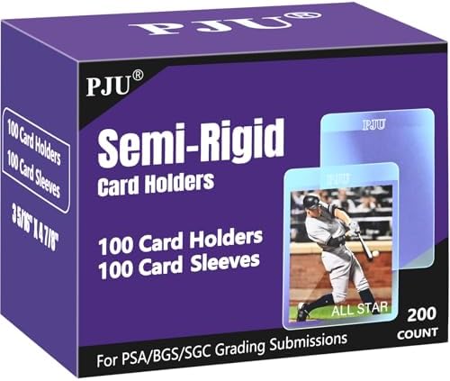 100ct Semi Rigid Card Holders & 100ct Card Sleeves for PSA, SGC, BGS, CSG Graded Card Submissions, Semi Rigid Card Sleeves, Baseball Card Protectors, PSA Graded Card Sleeves for Trading Card