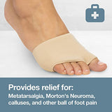 ZenToes Metatarsal Pads for Men and Women - Ball of Foot Pain Relief Cushions for Sesamoiditis, Metatarsalgia, Morton's Neuroma - 2 Pairs Fabric Sleeves with Gel Inserts (Large, Beige)