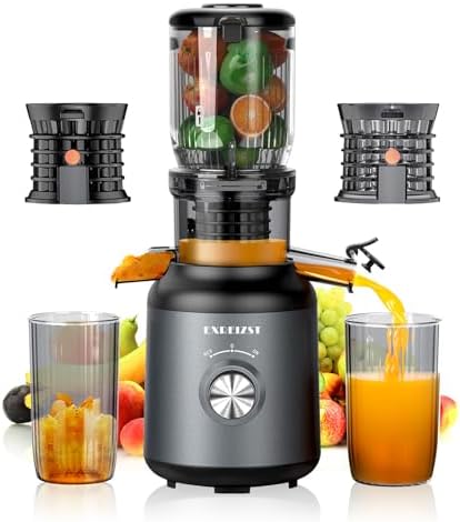 Cold Press Juicer, Juicer Machines with 4.2'' Large Feed Chute, Fit Whole Fruit and Vegetable Slow Juicer, 250W Masticating Juicer Easy To Clean and High Juice Yield, BPA Free