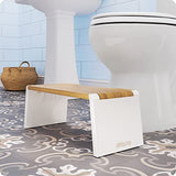 Squatty Potty Stockholm Folding Bamboo Toilet Stool 7" Collapsible, Brown and White, 1 Count