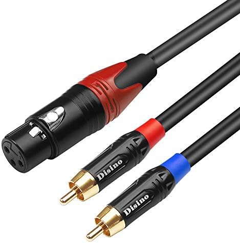 Disino Female XLR to Dual RCA Y Splitter Patch Cable,Unbalanced XLR Female to 2 RCA/Phono Plug Stereo Audio Interconnect Duplicator Lead - 6.6 Feet