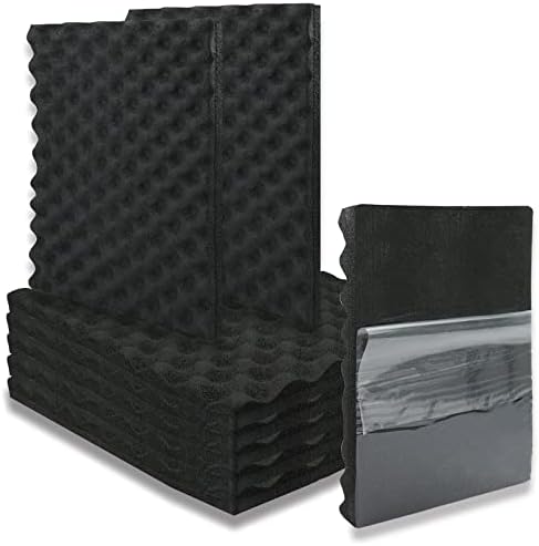 BXI Soundproofing Closed Cell Foam - 8 Pack Self-adhesive 16'' X 12'' X 1'' Thickened Egg Crate Sound Proof Foam - Acoustic Foam Panels Great for Noise & Thermal Insulation (Black)