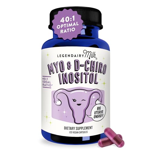 Legendairy Milk Pure Inositol Supplement - Myo -Inositol and D-Chiro Inositol Capsules - Ideal 40:1 Ratio - Ovarian & Fertility Support for Women - 30 Day Supply