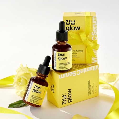 GANGNAM GLOW Vitamin C Serum 1.01 fl oz (Pack of 2) - Mothers Day Gifts for Mom I Korean Skin Care I Vitamin E & Hyaluronic Acid Serum for Face I Face Moisturizer for Women I Vitamin C Face Serum
