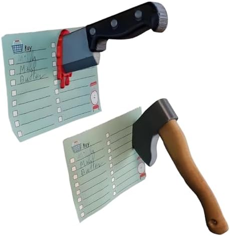 Funny Knife Magnetic Fridge Stickers, 3D Ninja Shuriken and Axe Decor Gifts for Fridge Locker Cabinet Iron Surface, Fun Chef Knife Magnet Stickers for Kitchen Home Office Decoration (2 Pcs-F)