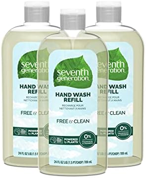 Seventh Generation Hand Soap Refill, Free & Clear Unscented, 24 oz, 3 pack (Packaging May Vary)
