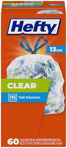 Hefty Clear Trash Bags, Clear, 13 Gallon, 60 Count