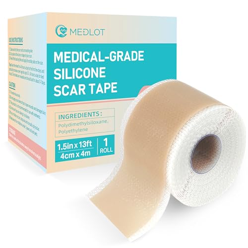 Silicone Scar Sheets, 1.5” x 156” Medical Silicone Scar Tape Roll, Reusable Scar Strips for Surgical, C-Section, Keloid Bump, Stretch Marks, Acne, Hypertrophic Scar Treatment