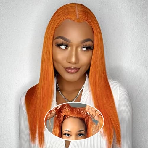 Ginger Wear And Go #350 Color 5x5 Hd Lace Closure Wigs Human Hair Closure Wigs Human Hair Glueless Wigs Ginger Orange Glueless Wigs Human Hair Pre Plucked 5x5 For Women Ginger Brown 22 Inch