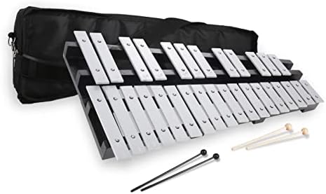 30 Notes Foldable Glockenspiel Xylophone, Percussion Instrument Kit for Adults and Kids- Includes 2 Mallets and Carrying Bag