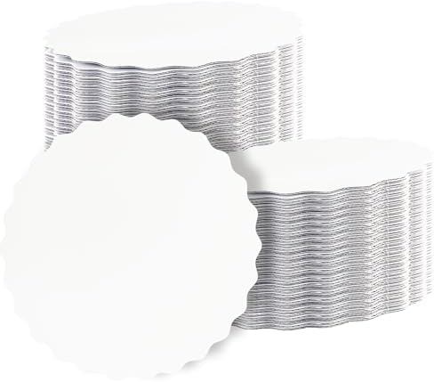 qiqee 6 Inch White Wave Cake Boards Round 50-Packs Circles Rounds Base Food-Grade Cardboard Wave Cake Plate（Thinner But Stronger）