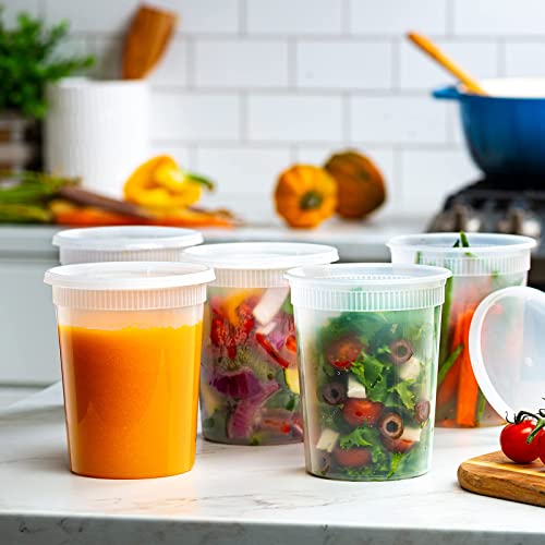 Comfy Package [32 oz. - 24 Count Plastic Deli Containers with Lids - Disposable Food Storage Containers With Airtight Lids, Ideal for Soups, Stews, and Meal Prep