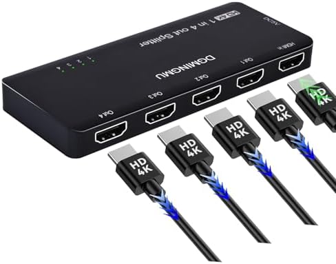 4K HDMI Splitter - 1x4 HDMI Input into 4 Output Splitter for TV, Supports 3840x2160p - Ideal for Home Entertainment (4K 1x4)