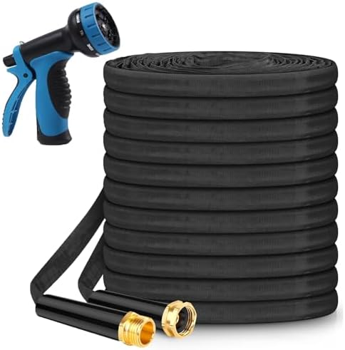 Flexible Garden Hose, 100ft Upgraded Non-Expandable Water Hose with 10 Function Nozzle, Lightweight Garden Hoses, Kink-Free, Durable and Easy Storage Water Pipe for Outdoor, Watering, Car Wash