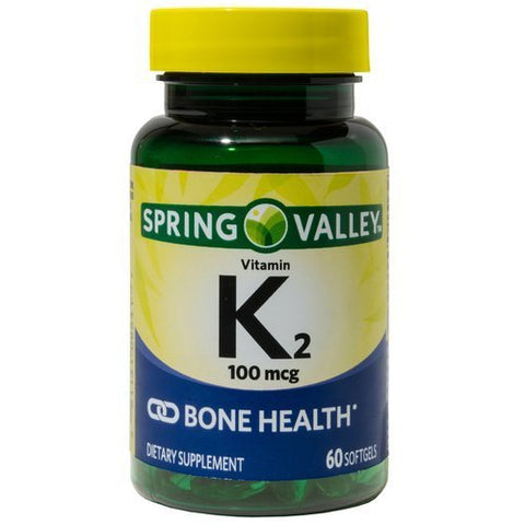 Spring Valley Vitamin K2, 100 mcg, Bone Health, 60 Softgels