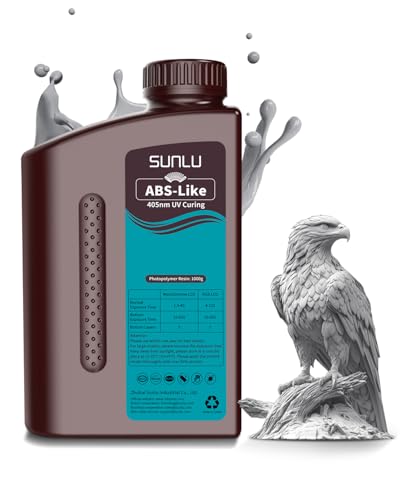 SUNLU 1000G ABS Like Resin for 3D Printer, 405nm UV Curing Photopolymer Rapid 3D Resin for 2K 4K 6K 8K LCD/DLP/SLA 3D Printers, Non-Brittle & High Precision & Low Shrinkage, 1KG, Grey