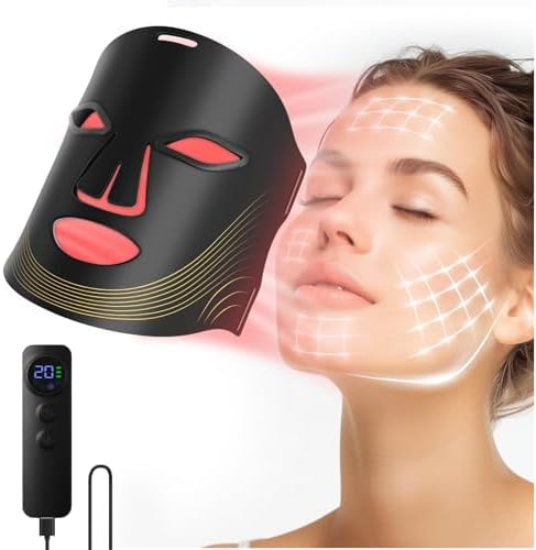 Red Light Therapy for Face, 4 Modes Led Face Mask Light Therapy with Timer Function, Near-Infrared 850 Mask with 180 LED Beads for Home and Travel Skin Care