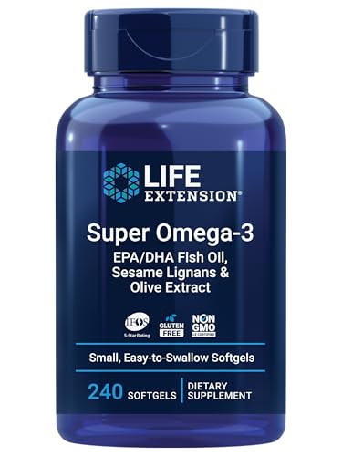 Life Extension Omega-3 Fish Oil Softgels with Sesame Lignans and Olive Extract - 240 Count